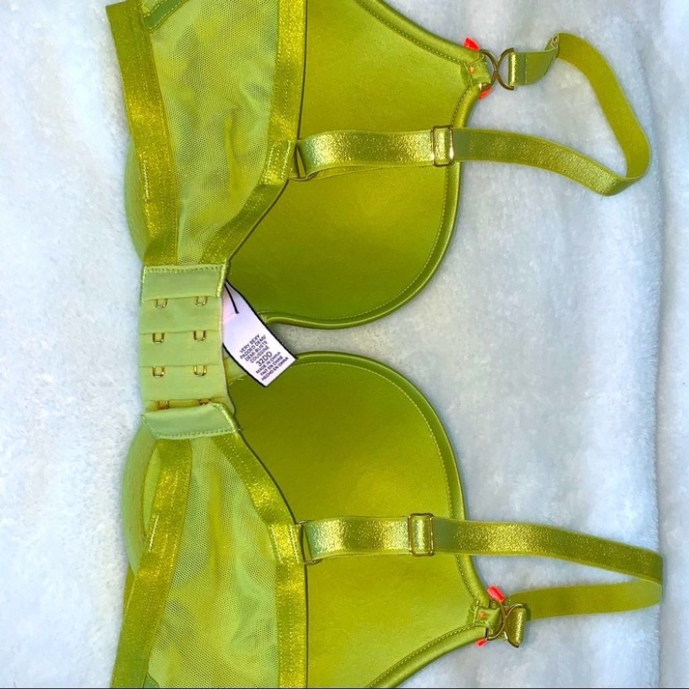 32E Victoria’s Secret Very Sexy Padded Demi Bra Yellow Green Fashion Show 32DD - Picture 7 of 10